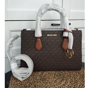 MICHAEL KORS BAG HANDBAG SATCHEL WITH CROSSBODY STRAP BROWN/GOLD SMALL SIZE